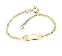 MATERIA by Matthias Wagner GA-8 Bracelet pour bébé et enfant avec nom gravé en or 333 12 cm 14 cm réglable, Or jaune