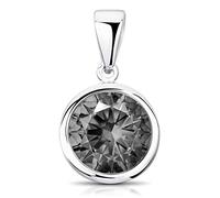MATERIA by Matthias Wagner Pendentif Collier en Cristal avec Pierres Swarovski - Pendentif Rond en Argent 925 10 mm, Rhodié (Protection Anti-ternissement), Cristal
