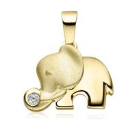 MATERIA by Matthias Wagner Pendentif éléphant en argent 925 avec zircone blanc + boîte KA-99, Argent sterling Zircone cubique