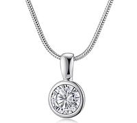 MATERIA by Matthias Wagner Pendentif en argent 925 avec oxyde de zirconium - Pour femme - 10,5 mm - Rond - Rhodié - Avec chaîne au choix, Rhodié (protection anti-ternissement), Zircone cubique