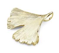 MATERIA by Matthias Wagner Pendentif feuille de ginkgo pour femme en argent 925 plaqué or #KA-277-Gold_Ohne_Kette