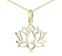 MATERIA by Matthias Wagner Pendentif fleur de lotus en argent sterling 925 plaqué or, avec chaîne #KA-69-Gold_K61-50cm