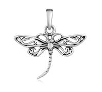 MATERIA by Matthias Wagner Pendentif libellule en argent sterling 925 oxydé pour collier femme KA-17, Argent sterling
