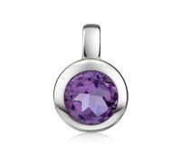 MATERIA by Matthias Wagner Pendentif rond en argent 925 pour femme à facettes avec chaîne au choix, Argent sterling Gemme, Améthyste