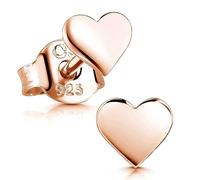 MATERIA by Matthias Wagner Petites boucles d'oreilles en forme de cœur en argent 925 plaqué or rose pour femmes et filles #SO-260-Rose