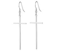 Materia by Matthias Wagner #SO-265 Boucles d'oreilles argent 925 croix Attra, 20 x 59 mm, boucles d'oreilles pendantes en argent longues, avec boîte de bijoux