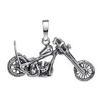 Materia KA-284 Pendentif moto en argent sterling 925 massif oxydé pour homme