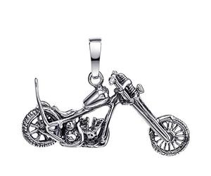 Materia KA-284 Pendentif moto en argent sterling 925 massif oxydé pour homme