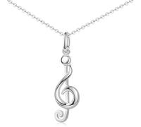 Materia KA-90_K141 Pendentif en forme de e sol en argent sterling 925 avec chaîne, Argent