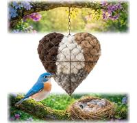 Matériau de nidification pour oiseaux sauvages, cœur en forme de cœur en laine d'alpaga, distributeur de laine d'alpaga rechargeable pour nichoir (1 pièce)
