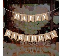 (Matériau non en lin) Fanions en forme de cœur + UN / Cœur + DEUX / JOYEUX ANNIVERSAIRE, Guirlande décorative d'amour pour la Saint-Valentin, l'anniversaire, le mariage Cœur UN, Fanions lettres B A B 