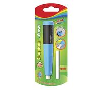 Matériau scolaire - Porte-gommes avec taille-crayon - Couleur bleue - Design ergonomique - Avec caoutchouc de rechange - Lame de haute qualité - Matériau de bureau et papeterie - Keyroad