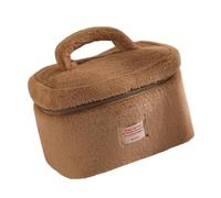 Matériaux en peluche douce Sac de rangement de maquillage avec accessoires d'intérieur spacieux pour une organisation et un voyage faciles, marron