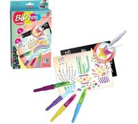 Lansay BLOPENS - Magic - Kit de Dessins et Coloriages pour Enfants dès 5 ans - 5 Feutres de Coloriage À Souffler+ 5 Pochoirs Réutilisables + Feuilles - Idée Cadeau Dessins Magiques