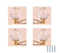 Matériel De Meubles De Cuisine 4 Pièces Bouton En Verre Cristal En Laiton Pur Poignée De Tiroir En Forme De Diamant Convient Pour Coiffeuse Armoire Poignée De Garde-Robe(Transparent Trou Unique 30mm)