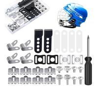 Matériel de réparation de casque de hockey - 31 pièces de rechange, hockey de baseball et softball | Comprend des clips de visière de football en forme de R J, adaptateur de mentonnière, boucle pour