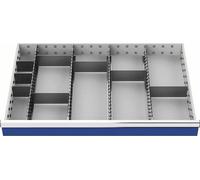 Matériel de subdivision pour tiroirs Hauteur frontale 150mm 4 séparateurs longitudinaux/8 transversaux