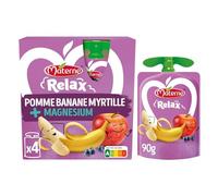 MATERNE - Compote Apaisante Pomme Banane Myrtille, Riche en Magnésium et Sans Sucres Ajoutés (4x90g) - Lot de 4 - vendu par Lot