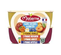 MATERNE - Compote Coupelle Multivariétés, Assortiment de Fruits, 1200G - Lot De 3