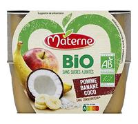 Materne Compote de pomme banane coco bio sans sucres ajoutés - Les 4 pots de 100 g