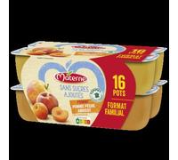 Materne Compote sans sucre ajoute pomme peche abricot - Les 16 pots de 100g