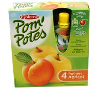 Materne Compotes à boire, pomme, peche et abricot, sans sucres ajoutés - Les 4 gourdes de 90g