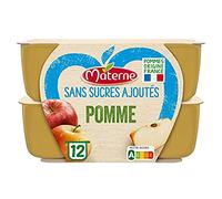 Materne Compotes de Pomme sans Sucres Ajoutés, 12 x 100g