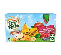 Materne Pom'potes 5 Fruits sans Sucres Ajoutés, 12 x 90g