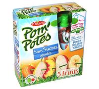 Materne Pom'Potes Gourdes 5 fruits Pomme & Fruits Jaunes sans sucres ajoutés 4 x 90 g - 360G