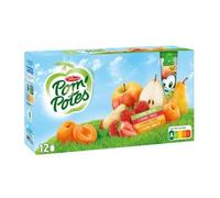 Materne Pom'potes multivarietes 12x90g. (3 pomme fraise + 3 pomme abricot + 3 pomme nature + 3 pomme poire) - La boite de 12X90G