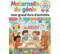 Maternelle de génie - mon grand livre d'activités spécial autonomie scolaire à la maison: Pour enfant 3 à 4 ans en PS : tracer, écrire, lire, compter. Inclus : histoires du soir et audio à la demande