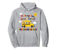 Maternelle Here I Come 1st Day Boy Excitation School Bus Sweat à Capuche, Unisexe pour Adultes, Gris Chiné, M