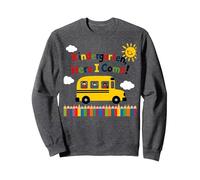 Maternelle Here I Come 1st Day Boy Excitation School Bus Sweatshirt, Unisexe pour Adultes, Chiné Foncé, L