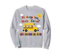 Maternelle Here I Come 1st Day Boy Excitation School Bus Sweatshirt, Unisexe pour Adultes, Gris Chiné, XXL