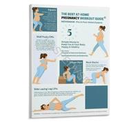 Maternity Poster Gentle Movement Canvas Wall-Art Bedroom Decor | Squats cat cow bird dog side lying leg lifts glute bridges safe (Unframed,16x24inch(40x60cm))