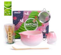Matesen Matcha Kit Rose, 5 Pièces Matcha Set, Kit Matcha Complet, Ustensiles Pour Cérémonie du thé Japonais, Support de Fouet à Matcha, Coffret Matcha Cadeau de noël Pour la Famille, les amis