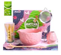 Matesen Matcha Kit Rose, Kit Matcha Complet, 7 Pièces Matcha Set, Ustensiles Pour Cérémonie du thé Japonais, Support de Fouet à Matcha, Coffret Matcha Cadeau de noël Pour la Famille, les amis