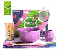 Matesen Matcha Kit Violet, Kit Matcha Complet, 7 Pièces Matcha Set, Ustensiles Pour Cérémonie du thé Japonais, Support de Fouet à Matcha, Coffret Matcha Cadeau de noël Pour la Famille, les amis