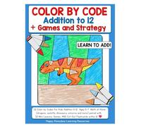 Math At Home - Learn to Add Color by Code Addition to 12 with Axolotls, Dinosaurs, Dragons, Unicorns + More: Age 5 to 7 - 32 Color by Code for Kids ... - Cut-Out 0-12 Addition Flashcards within 12