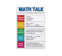 Math Classroom Decor Math Talk Sentence Starters Poster Educational Anchor Chart for Problem Solving Critical Thinking Discussion(Framed,08x12inch(20x30cm))