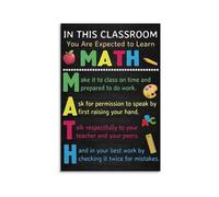 Math Classroom Rules Poster, In This Classroom You Are Expected to Learn, Motivational Wall Art for High School, Science Teacher Decor, Canvas Print(Framed,16x24inch(40x60cm))