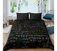Math Equation Housse De Couette M Mathématiques Formule Motif Parure De Lit pour Enfants Garçons Filles Science School Housse De Couette Éducative Décor De Dortoir avec 2 Taies d'oreiller Noir Vert