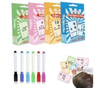 Math Flash Cards, 144 Piece Mathematics Facts Set, Rewritable Colorful Deck, 2.99x4.61 inch Sturdy & Laminated Surfaces, Educational Study Game for Kids, Boys, Girls, and Ages 4-8