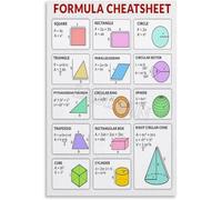 Math Formula Sheet Poster Common Mathematics Formulas Guide Educational Reference Wall Art for Classroom Study Room Decor(Framed,16x24inch(40x60cm))