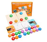 Math Games Kindergarten, Wooden Number Counting Toy for Addition and Subtraction, Educational Preschool Activity for Toddler, Girls, Early Motor Skill Learning, 9.06x6.61 inches