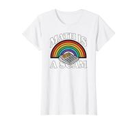 Math is A Scam Retro Rainbow Exploding Calculator Sarcasm T-Shirt Graphique avec Valeur, Femme, Blanc, M