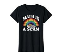Math is A Scam Retro Rainbow Exploding Calculator Sarcasm T-Shirt Graphique avec Valeur, Femme, Noir, XL