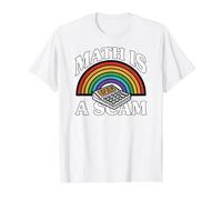 Math is A Scam Retro Rainbow Exploding Calculator Sarcasm T-Shirt Graphique avec Valeur, Homme, Blanc, S