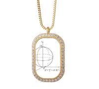 Math Kowledge Collier avec pendentif en forme d'équation de sphère avec strass Doré