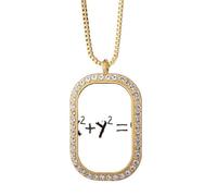 Math Kowledge Collier avec pendentif équation de cercle en cristal de diamant Doré